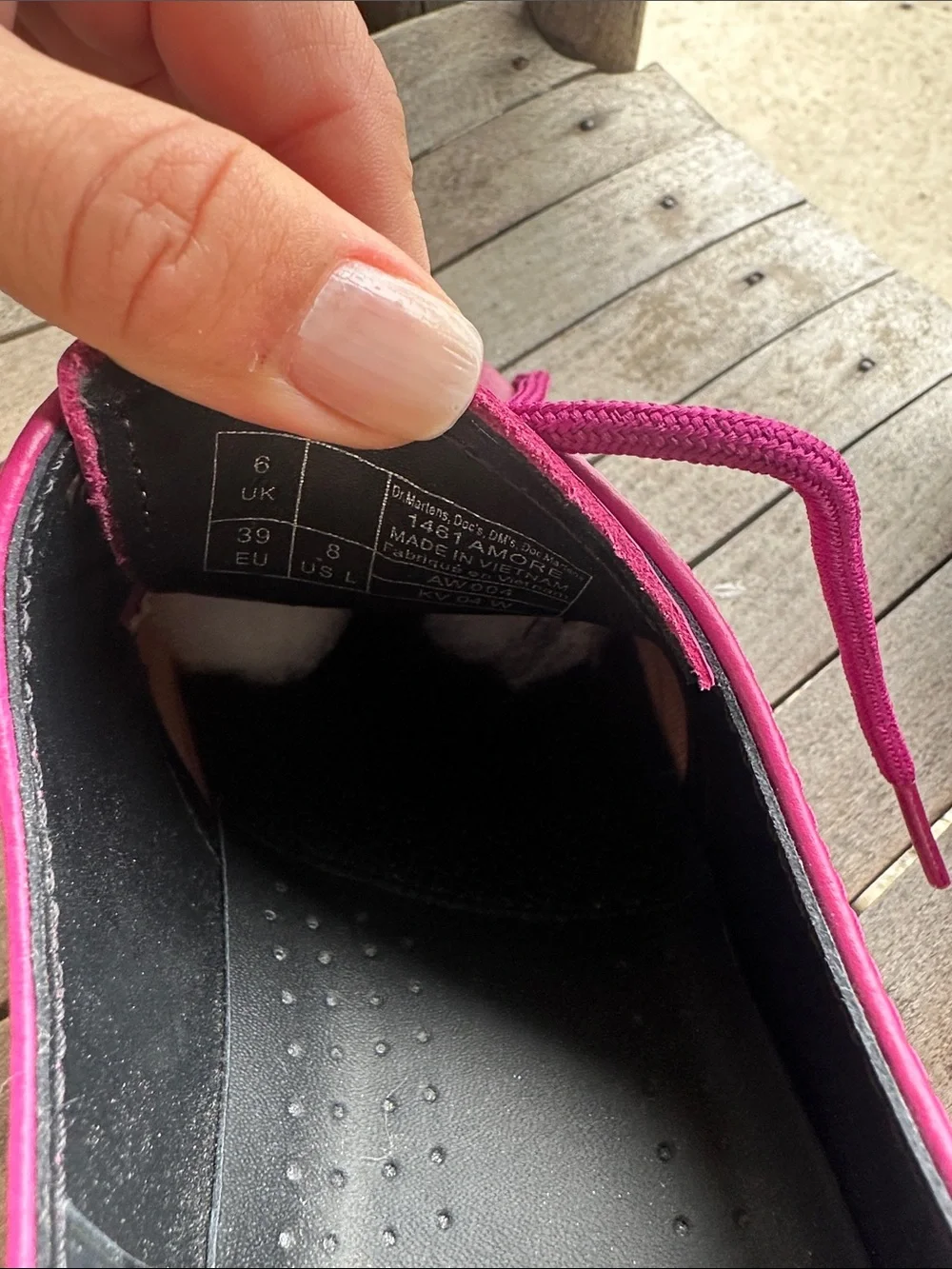 Dr. Martens Women's Fuchsia and Black Heart Derby Shoes - Picture 4 of 4